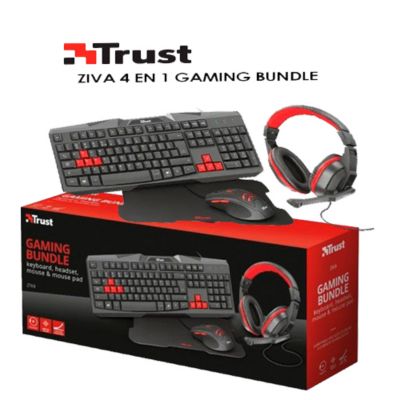 Trust Ziva 4 en 1 Gaming Bundle / Teclado + ratón + auriculares +