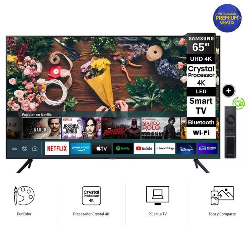 SAMSUNG - Televisor Samsung LED Smart TV 65 Crystal Ultra HD 4K UN65AU7090GXPE