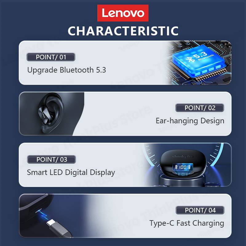 Genérico Lenovo Auriculares Bluetooth 5.3 XT60 TWS Auriculares