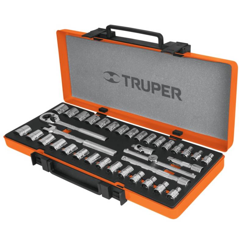 TRUPER - Juego de 36 herramientas cuadro 3/8" std y mm para mecánico