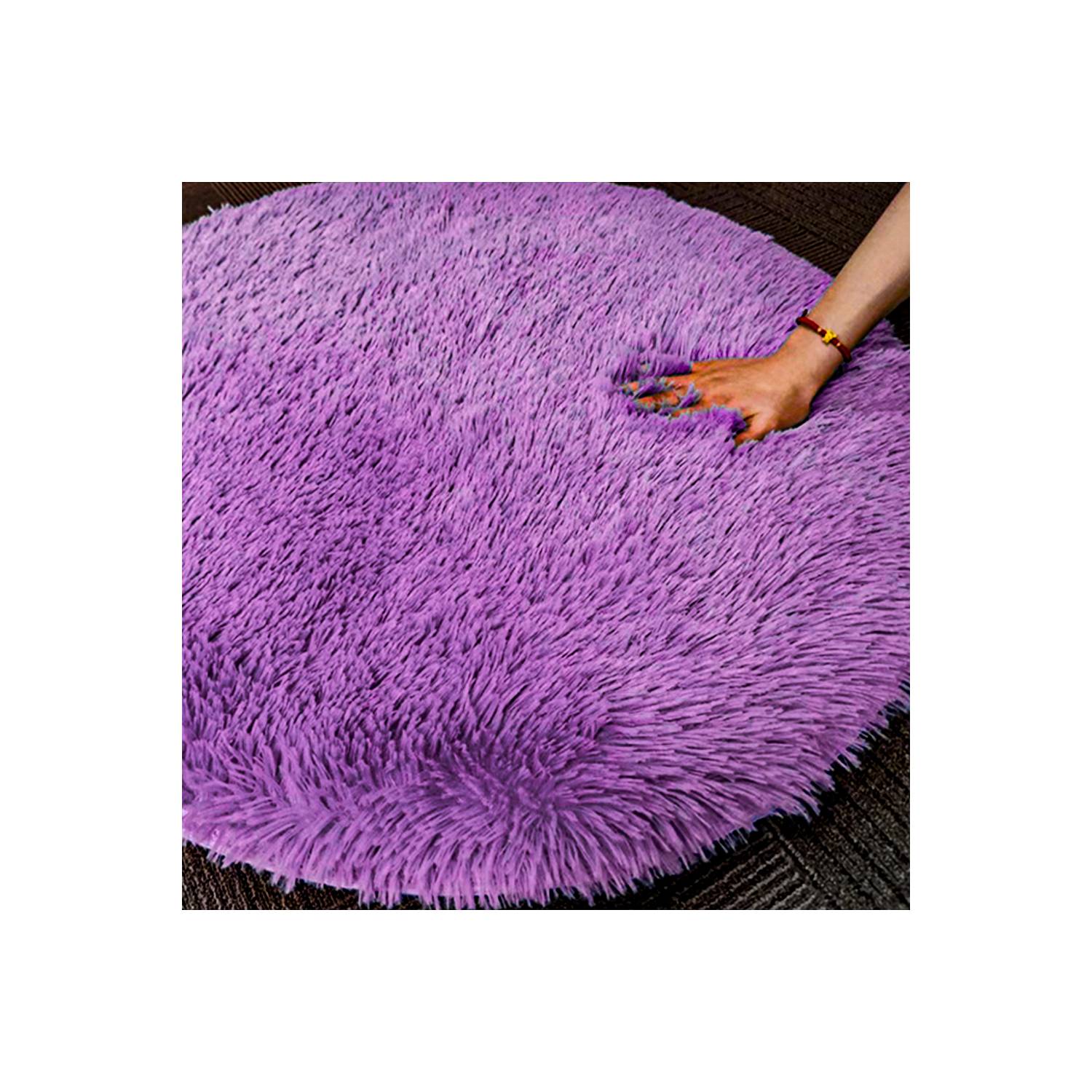 ALFOMBRA ACOLCHADA DE PELUCHE ANGORA CIRCULAR 100mx100m Blanco