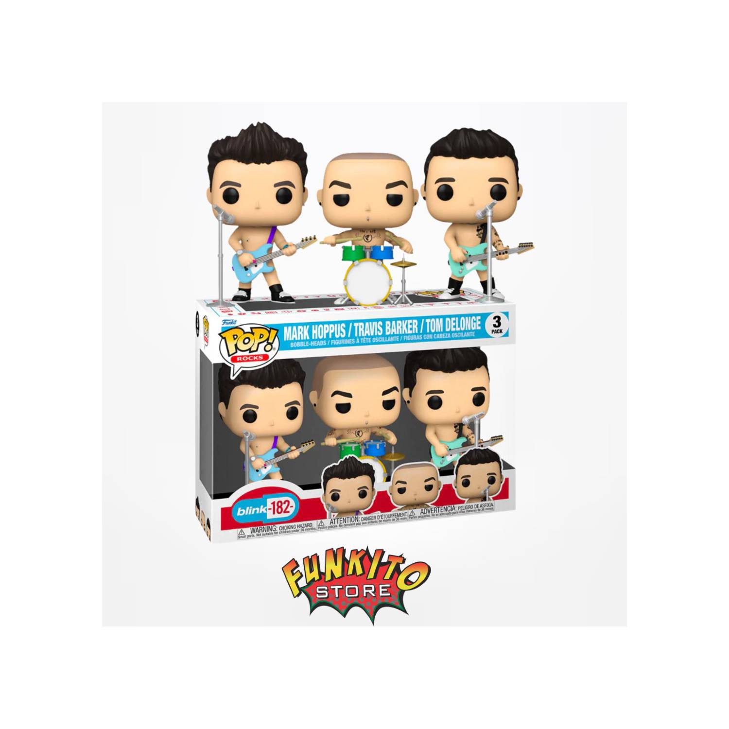 Funko Pop! Blink-182 What's My Age Again? Mark Hoppus / Travis Barker / Tom Delonge Exclusive 3-Pack