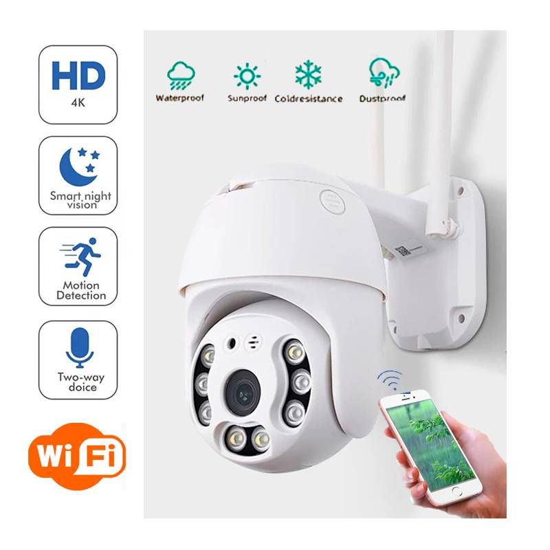 Camara Vigilancia Domo 3mp Ip Exterior Wifi Inalambrica Con Sensor y Alarma  IMPORTADO