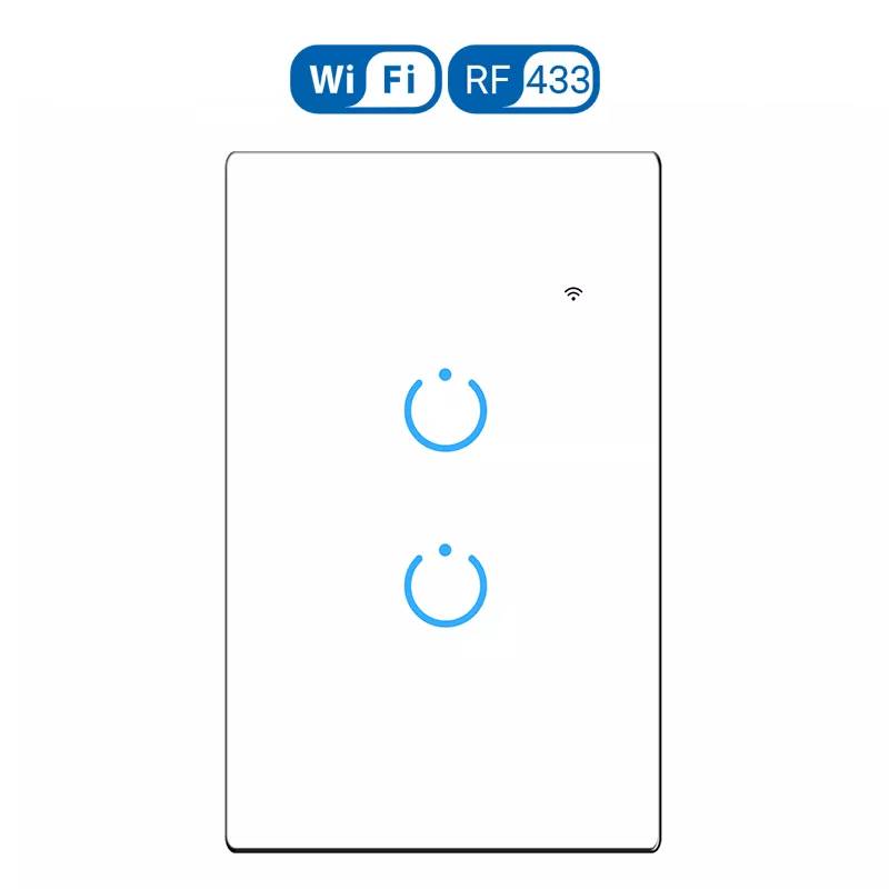 Interruptor inteligente WiFi blanco de dos interruptores