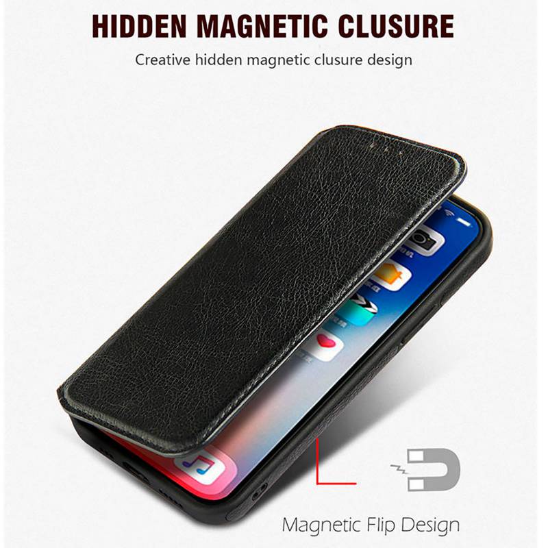 Funda de Cuero Para Iphone 13 con Tapa Magnética y Tarjetero Tipo