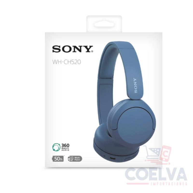 Auriculares inalámbricos  Sony WH-CH520, Bluetooth, 50 horas de autonomía,  Carga rápida, 360 Audio, Conexión multipunto, Casco estilo diadema, Blanco