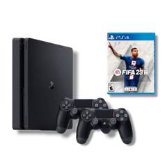 SONY - Consola PS4 Slim 1TB Negro + 2 Mandos + FIFA 23 Reacondicionada.