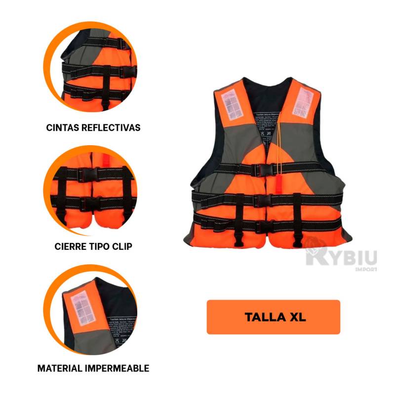 CHALECO SALVAVIDAS SEA RAIDER TALLA L C/ NARANJA DYNAMIC - Chalecos  Salvavidas - Seguridad - Deportes Acuaticos