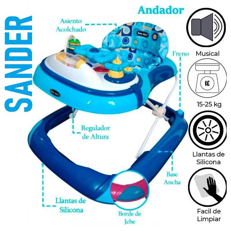 Andador Para Bebé Sander Baby Kits Azul