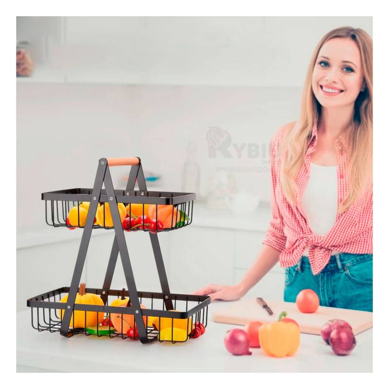 Frutero Cesta De Cocina 2 Niveles Organizador De Frutas Rack