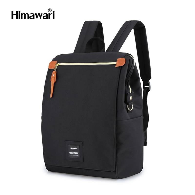 Himawari - Mochila multibolsillos porta laptop con USB - Negro y