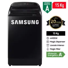 SAMSUNG - Lavadora Samsung 15 Kg Eco Inverter WA15T5260BV Negro