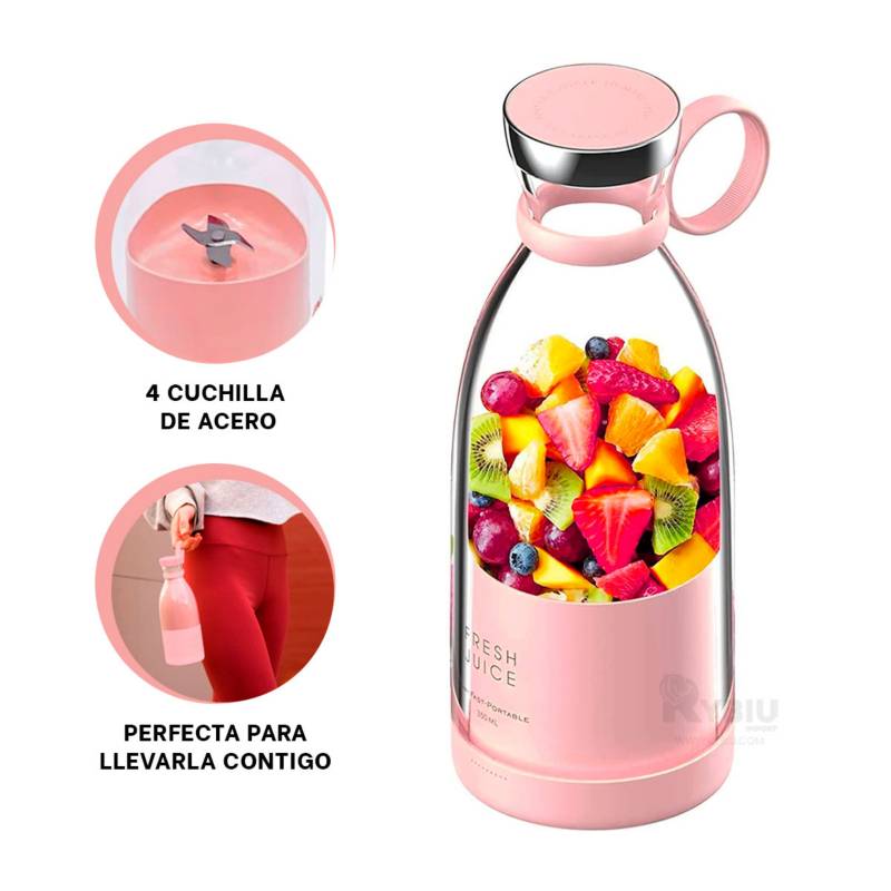 Batidora Modelo Botella Portatil de Color Rosado GENERICO