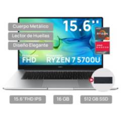 HUAWEI - Laptop HUAWEI MateBook D15 AMD Ryzen 7 512GB SSD 16GB RAM Windows 11 Home