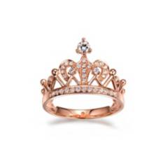LA TIENDA 88 JOYAS Y ACCESORIOS - La Tienda 88 - Anillo Corona de Princesa Mujer Bañado Oro 18k - Rosa