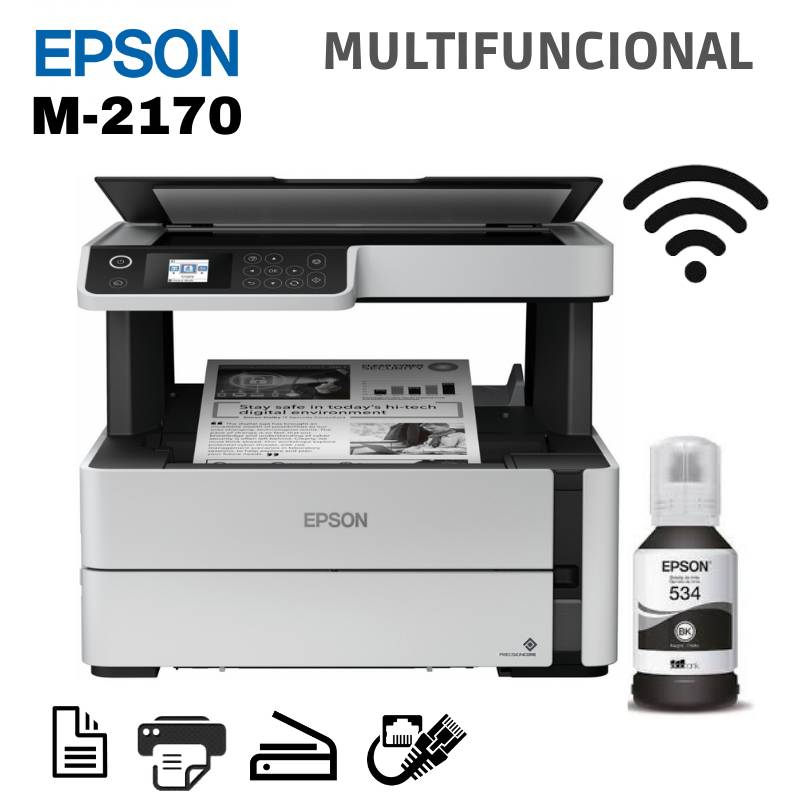 EPSON - Impresora Multifuncional Epson EcoTank ET-M2170 USBLANWiFi-Monocromatica