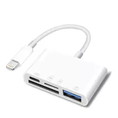 OEM - Adaptador Convertidor 4 en 1 Lightning a USB/ SD-TF/ Carga IPhone