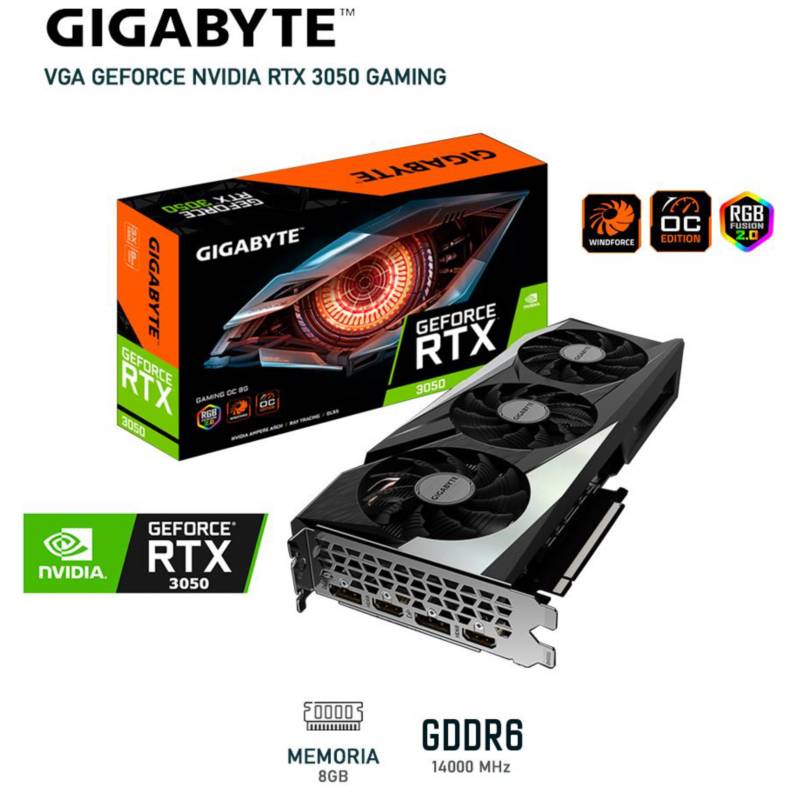 NVIDIA - Tarjeta de video NVIDIA GeForce RTX 3050 WINDFORCE OC, 8GB,GDDR6