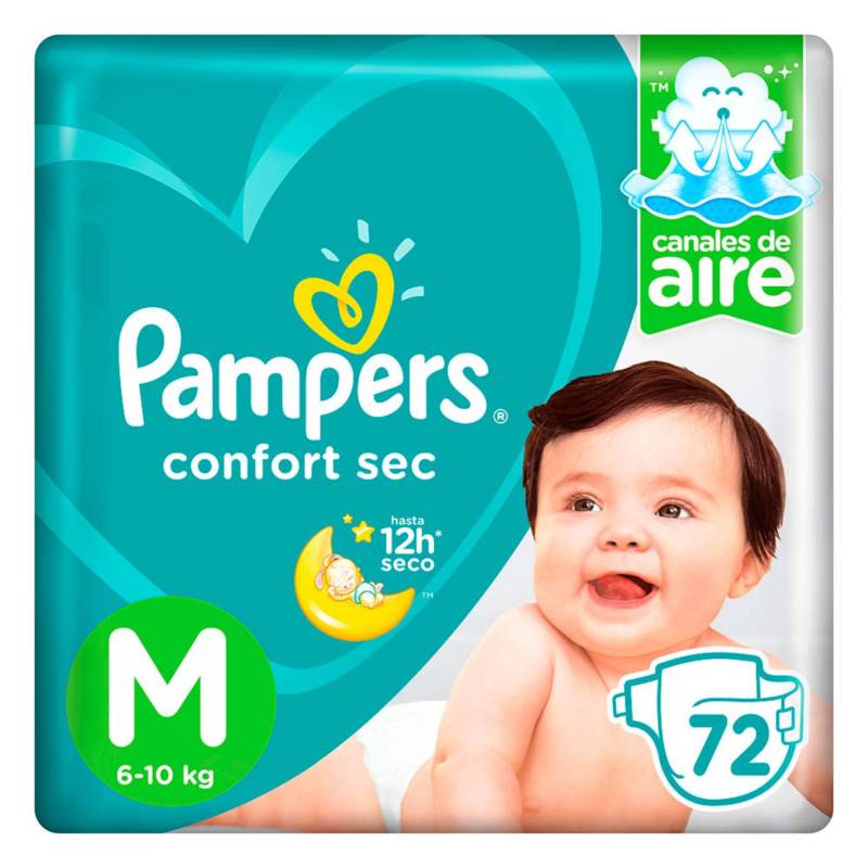 PAMPERS - Pañales Pampers Confort Sec Talla M 72 unidades