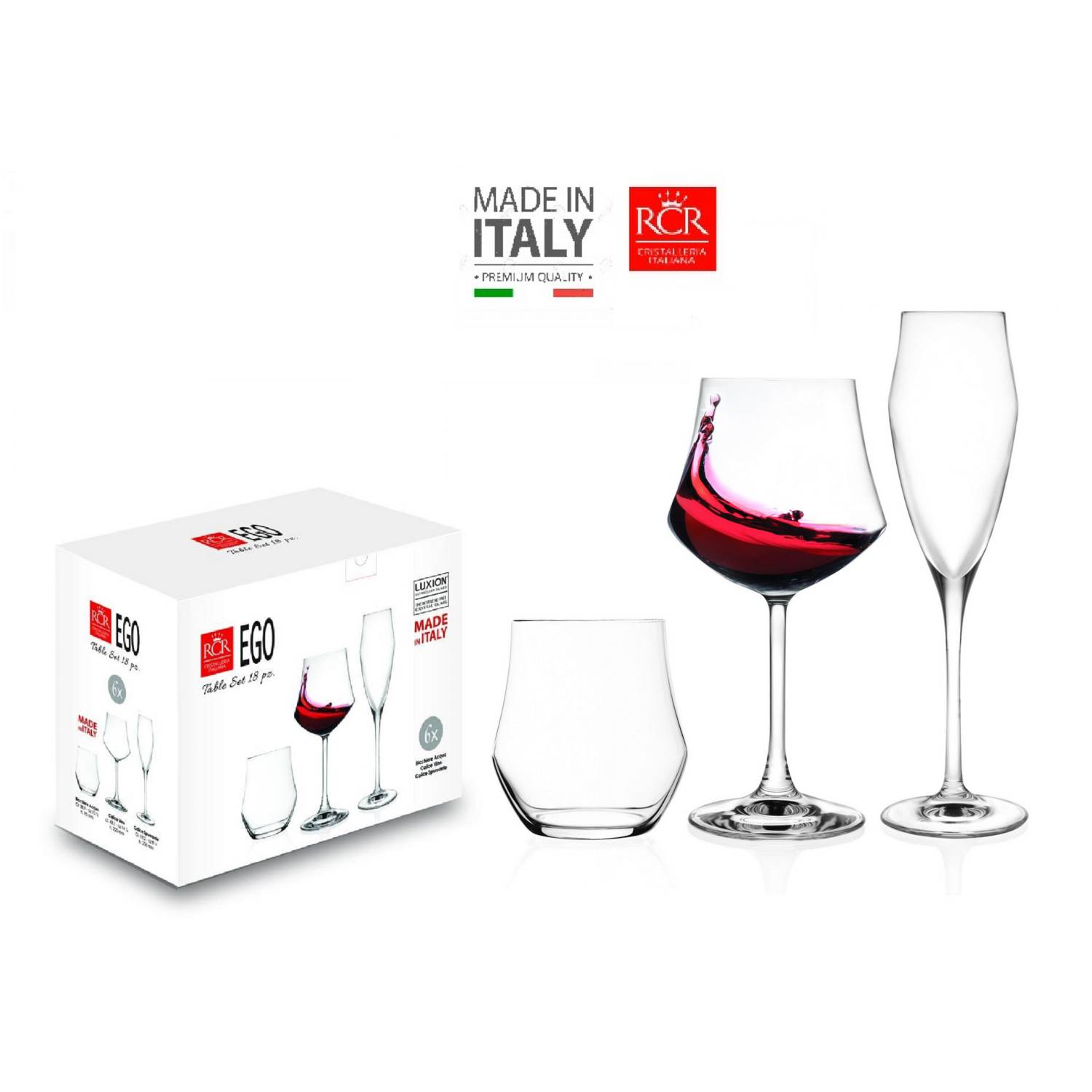 Set X 6 Copas De Vino Cristal, Origen: Italia