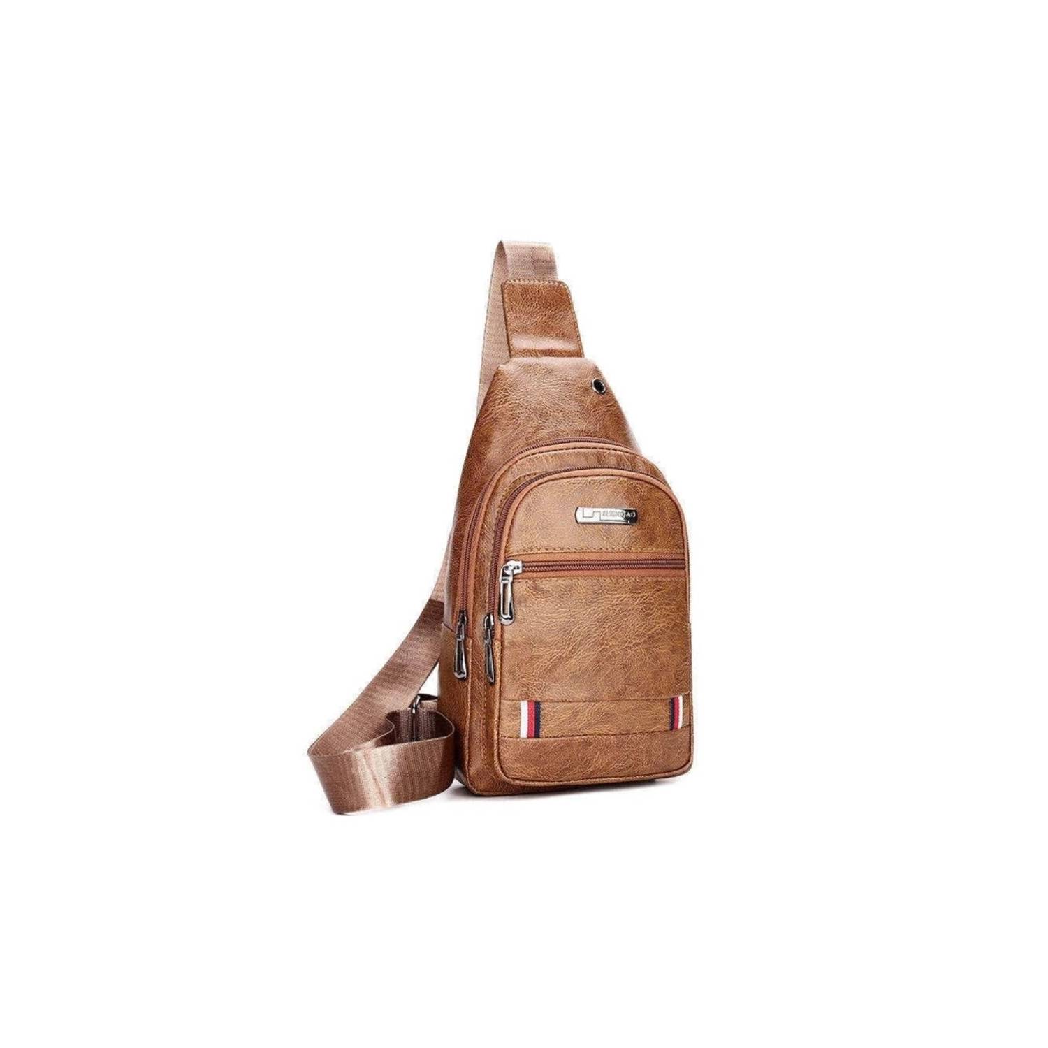 Mochila cruzada pechera morral de cuero sintético hombre GENERICO