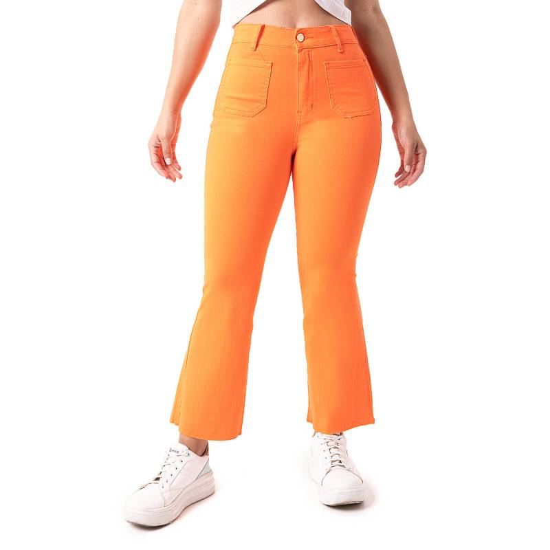 Pantalón drill mujer naranja elisa tiro alto cintura semirecto Pieers