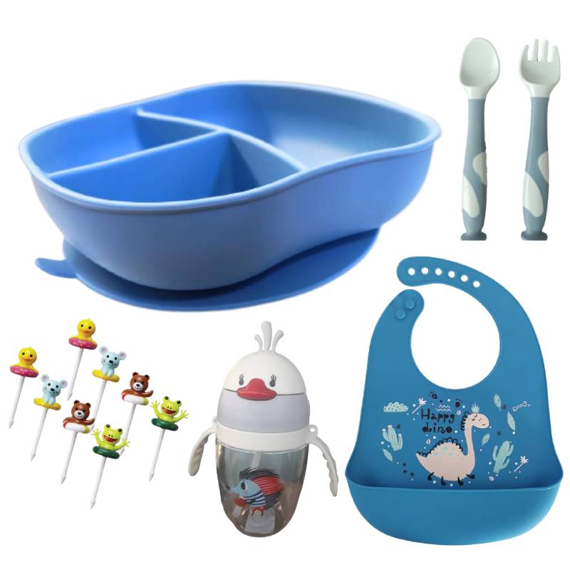 Set Alimentación Plato Tres Divisiones+ Bowl Silicona Bebe