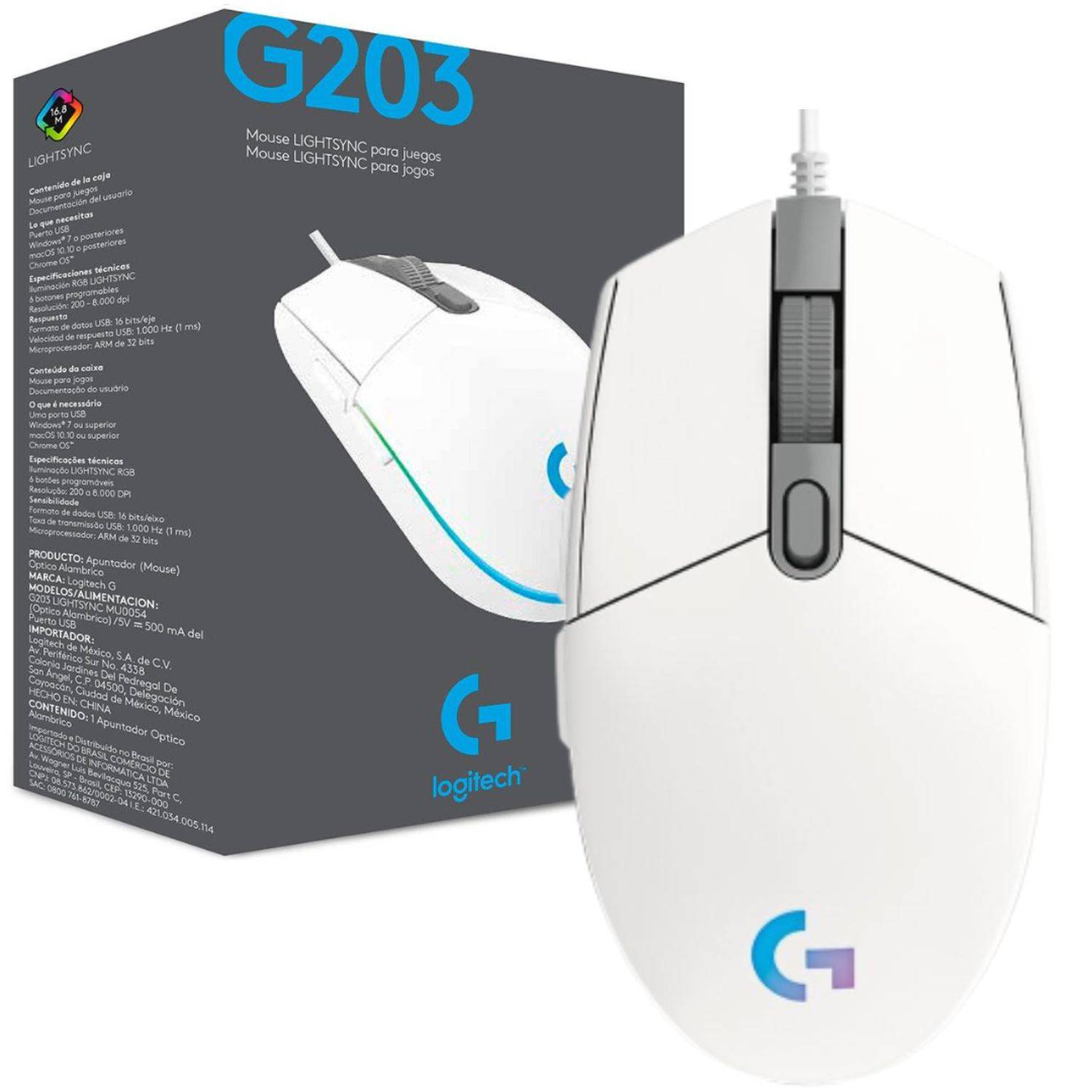 Logitech G102 Lightsync blanco - Comprar ratón gaming 8000dpi