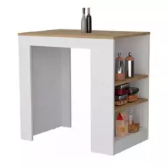 PELIKANO - Mueble de Cocina Mesa Barra Desayunador Nórdico Blanco-Duna 120x50 cm