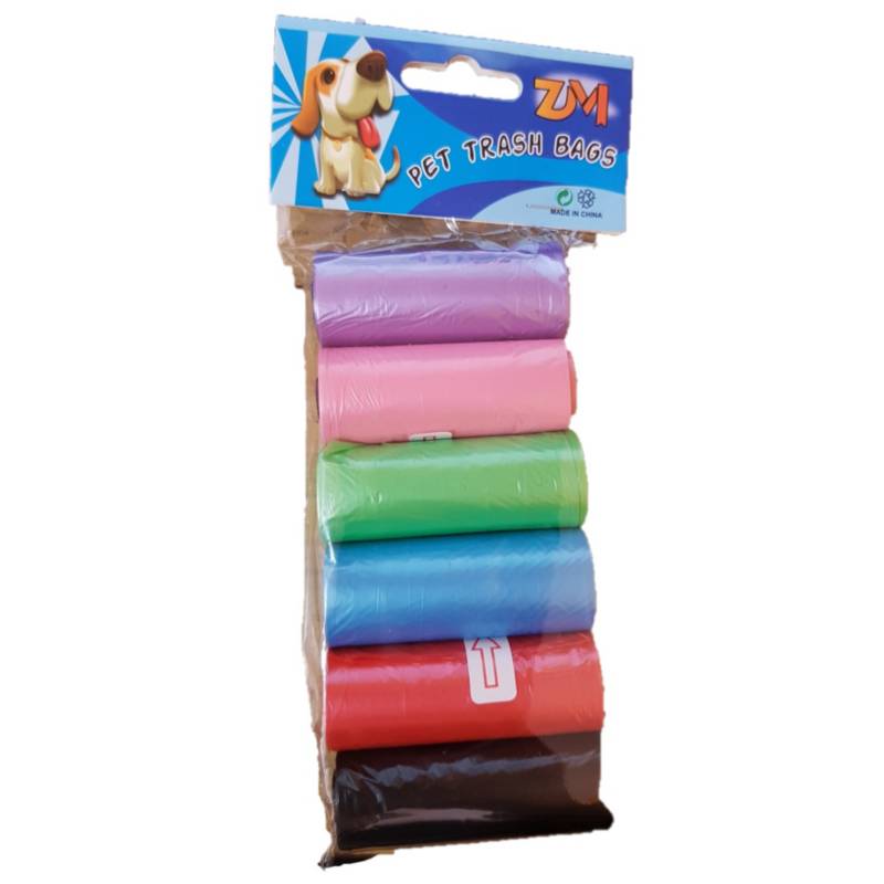 Paquete con 6 rollos de Bolsas para popo de perro - 6 colors GENERICO