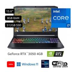 Laptop Gamer ACER Nitro Intel Core i7 11° Gen 8GB RAM 512 GB SSD 15.6'' RTX 3050 4GB.