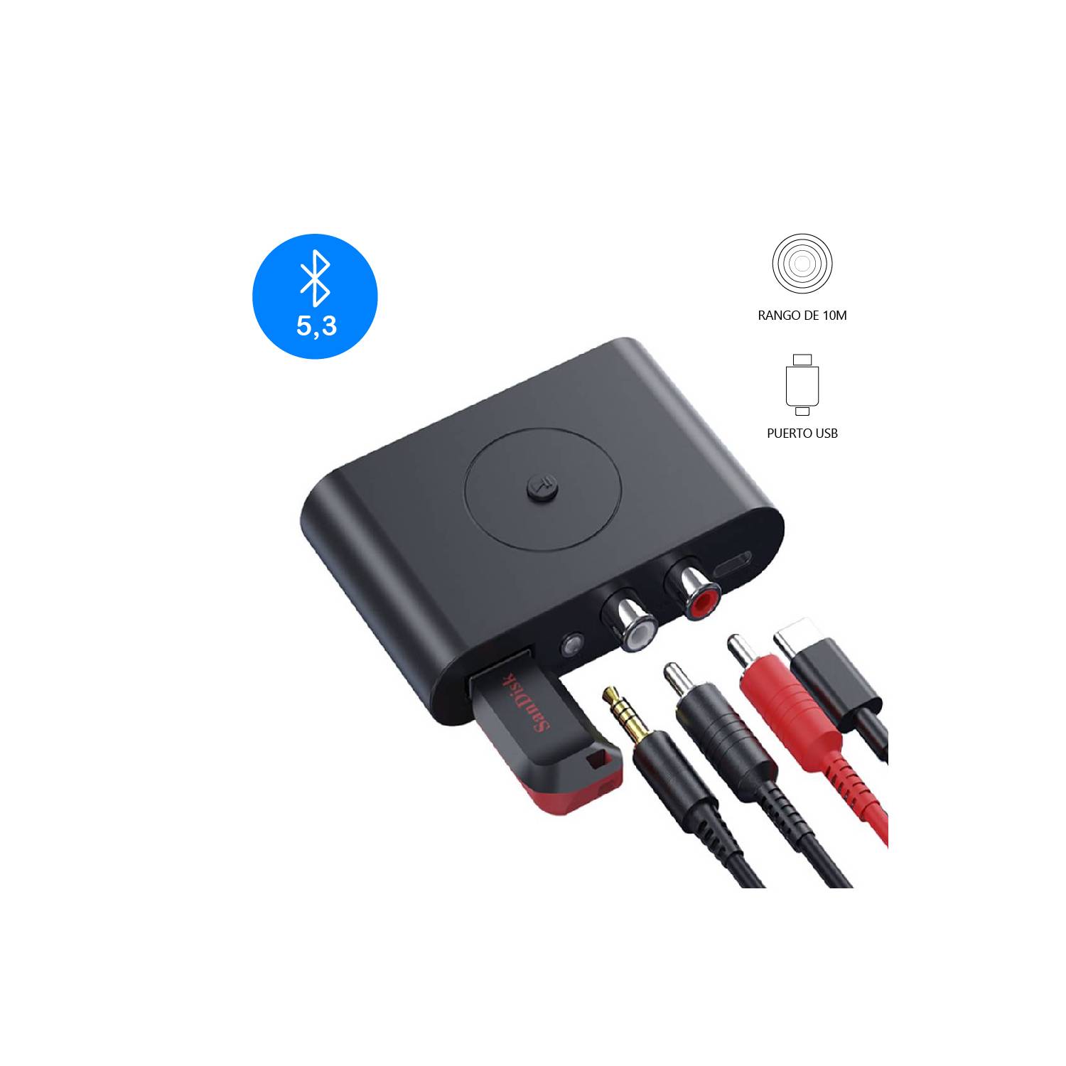 Transmisor y Receptor Bluetooth 5,3 Adaptador de Audio Inalámbrico