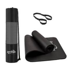 SPORT FITNESS - Colchoneta nbr yoga mat pilates + bolso 10 mm - negro