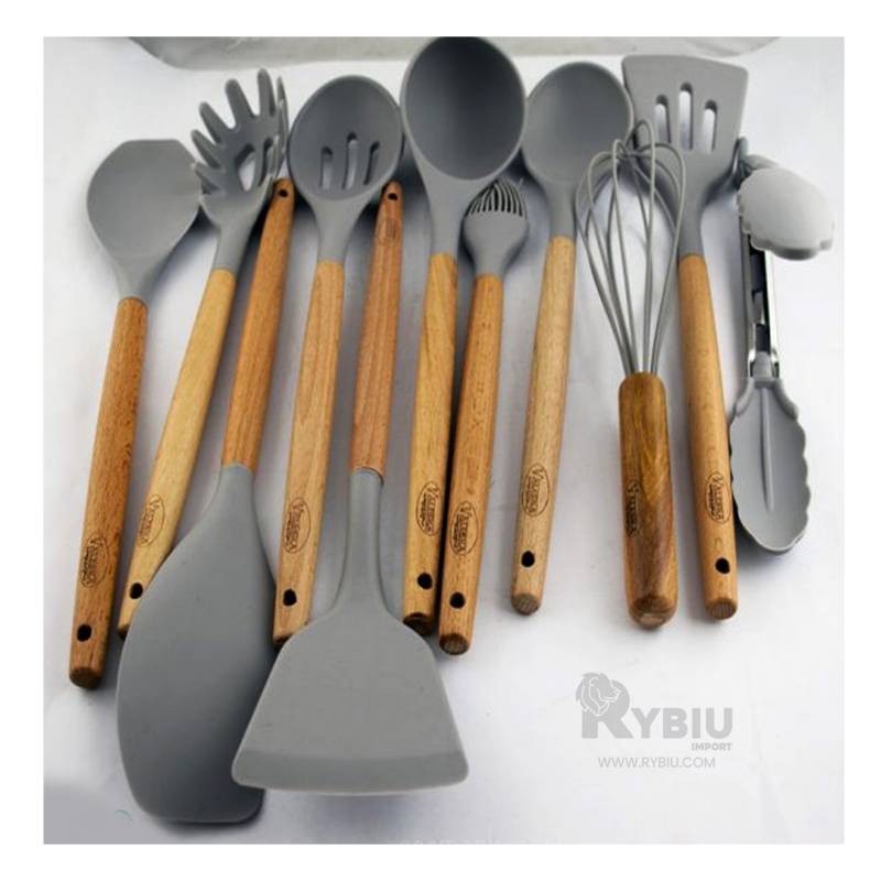 Set de Utensilios para Cocina y Reposteria de Silicona Gris GENERICO