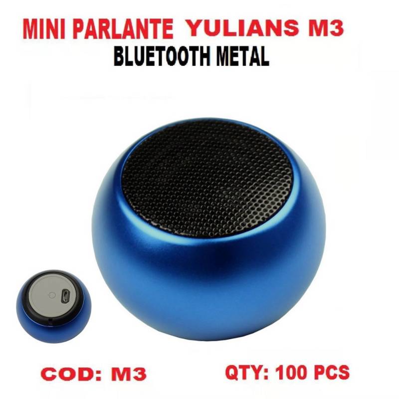 M3 mini parlante inalámbrico portátil metal altavoz para teléfono-Azul  GENERICO