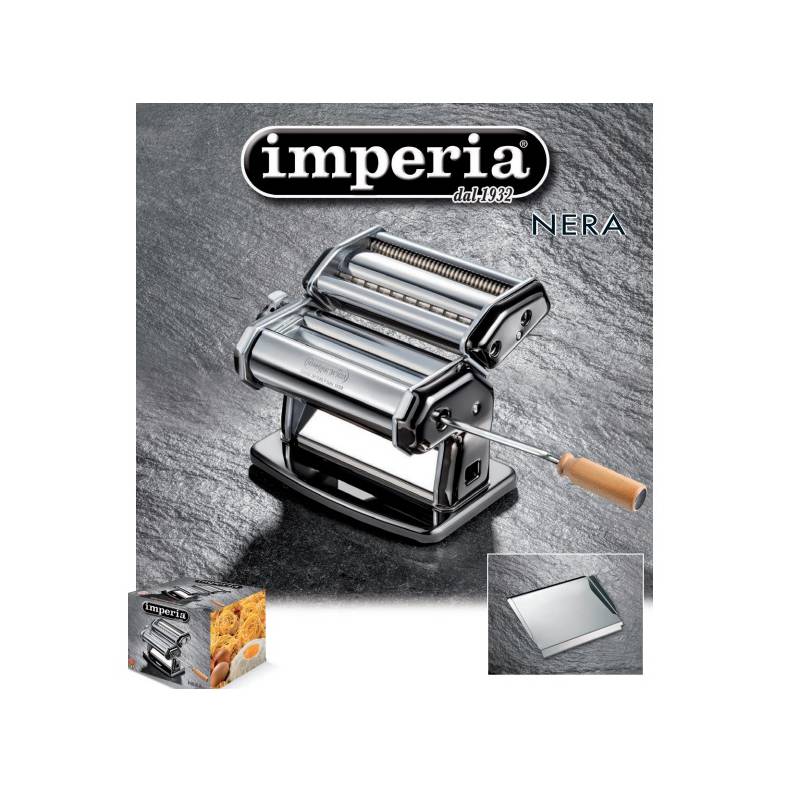 Imperia Máquina para hacer pasta, negra, fabricada en Italia, construcción  de acero resistente con esfera de fácil bloqueo, mango de agarre de madera