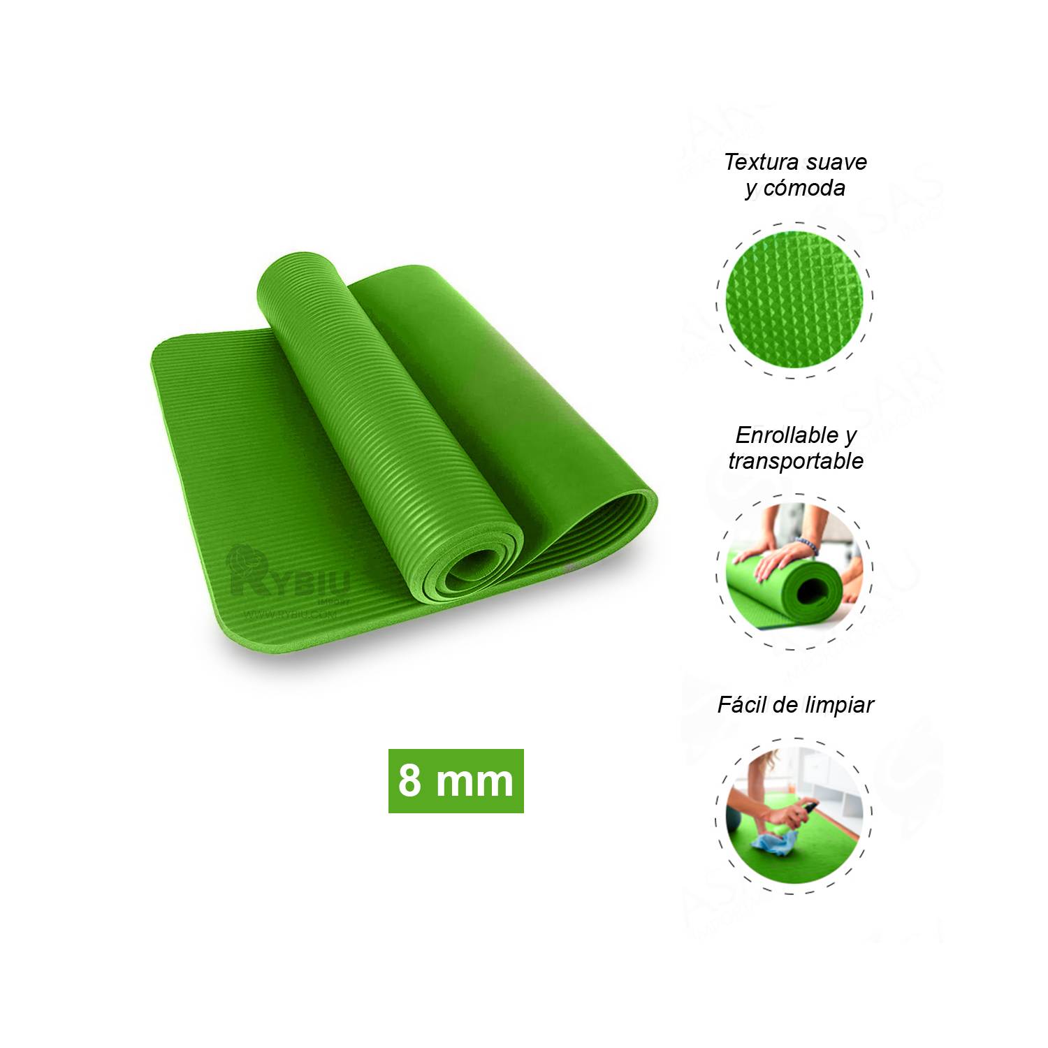 Tapete Yoga Premium Eco 8mm Cor Verde Musgo