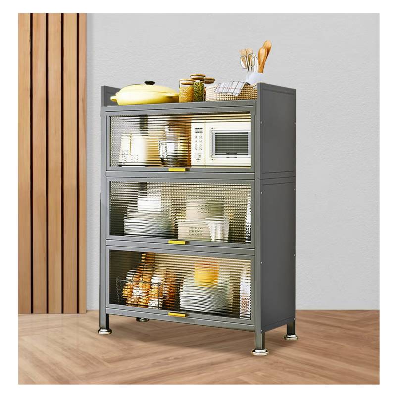 Organizador Multiuso Mueble Estante Cocina Microondas 4 Niveles Multiuso  Gris