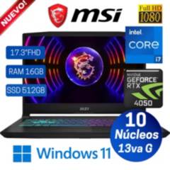 Laptop Msi Katana 17 B13Vek 17.3"Fhd, Intel I7-13620H, Ram 16Gb, Ssd 512Gb, Rtx 4050 6Gb, Win 11