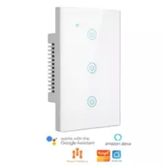 MADTRONIX - Interruptor De Luz Smart Wifi Triple Alexa y Google Sin Neutro Blanco