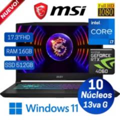 Laptop Gamer Msi PULSE 17 B13Vfk17.3" FHD,CI7-13700H,Ram16GB,Ssd1TB,RTX 4060 8GB Win 11
