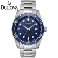 BULOVA - Reloj Bulova 98A194 Fecha Acero Inoxidable Plateado Dial Azul
