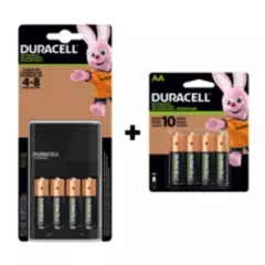 DURACELL - Kit Pilas Recargables 2500 mAh +Cargador + 4 pilas recargables AA