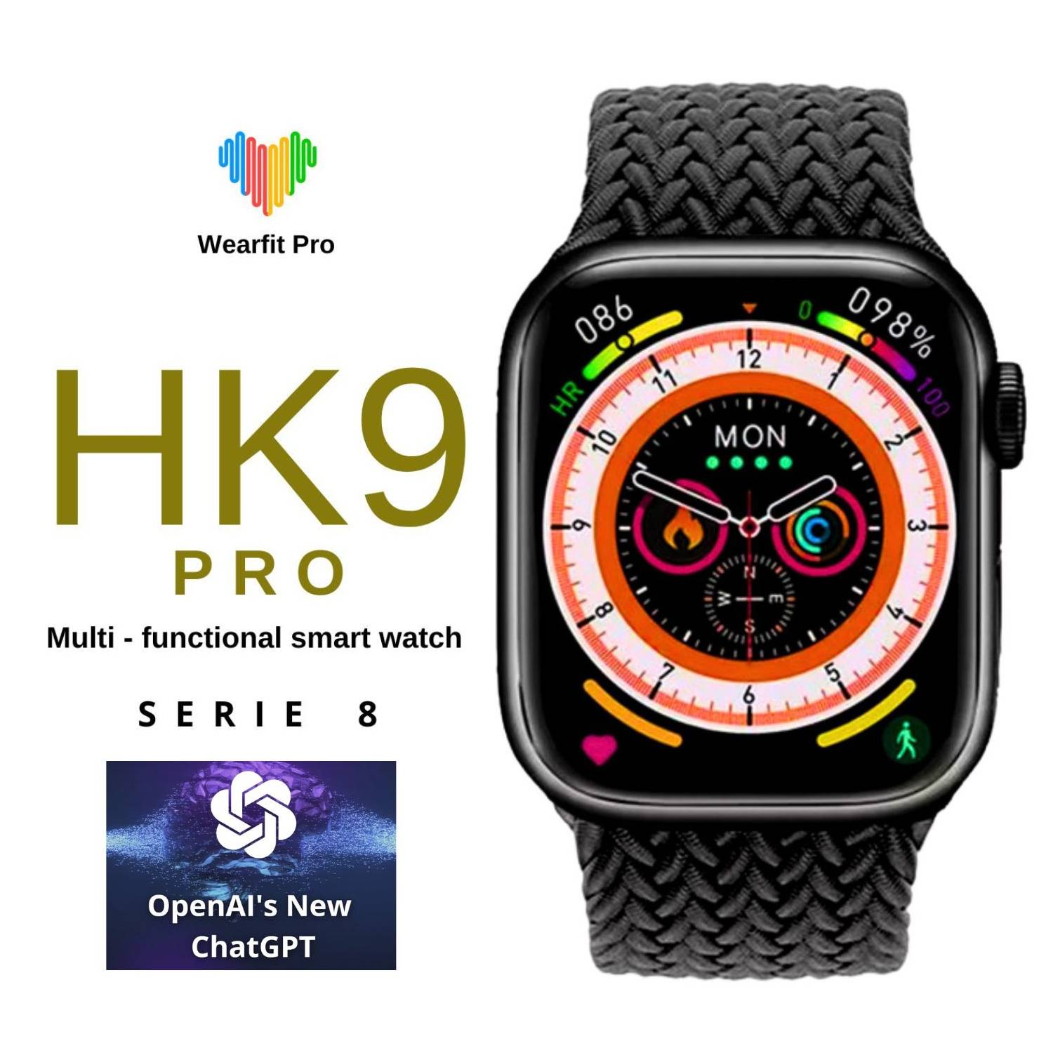 Smartwatch HK9 Ultra 2 Amoled 2 GB Memoria Negro - Promart