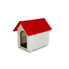 Casa para mascotas de plástico PVC techo rojo mediana