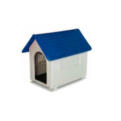 Casa para mascotas de plástico PVC techo azul mediana