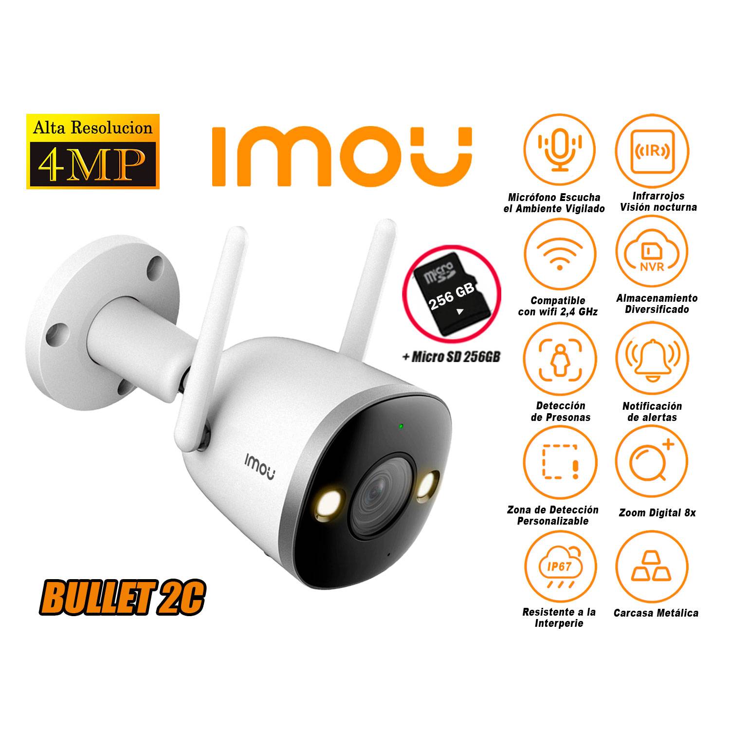 Cámara De Seguridad Wifi Imou Ip Bullet 2c Exterior Interior