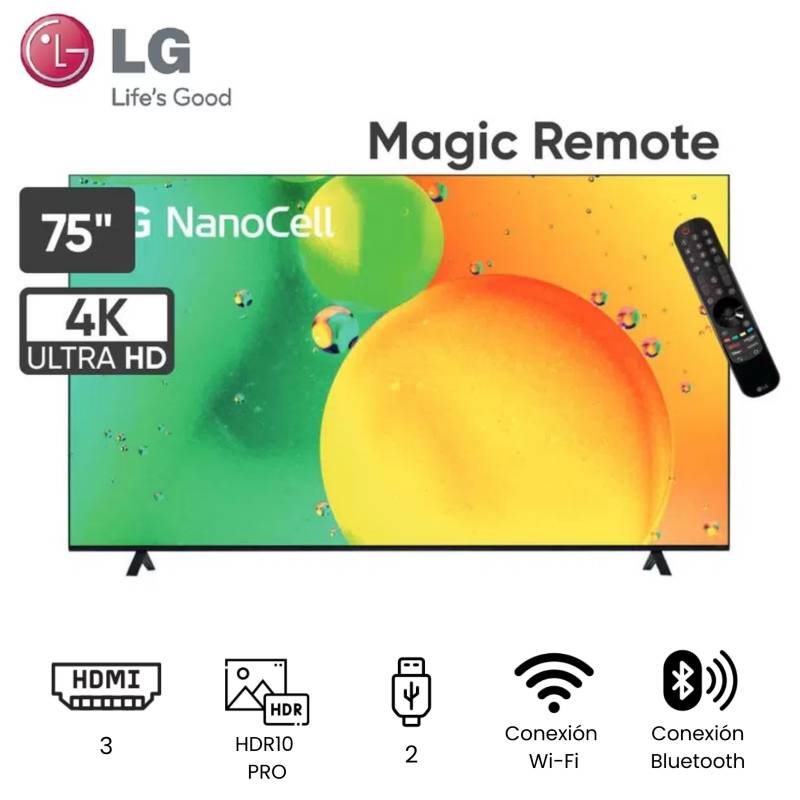 LG - Televisor LG 75 NanoCell UHD 4K Smart Tv 75NANO75SQA 2022