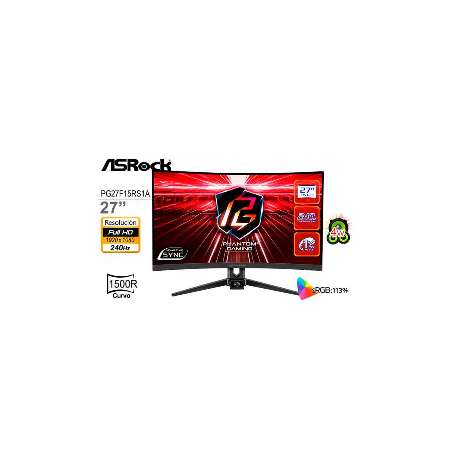 MONITOR ASROCK 27 CURVO PG27F15RS1A PHANTOM GAMING, 240HZ, 1MS