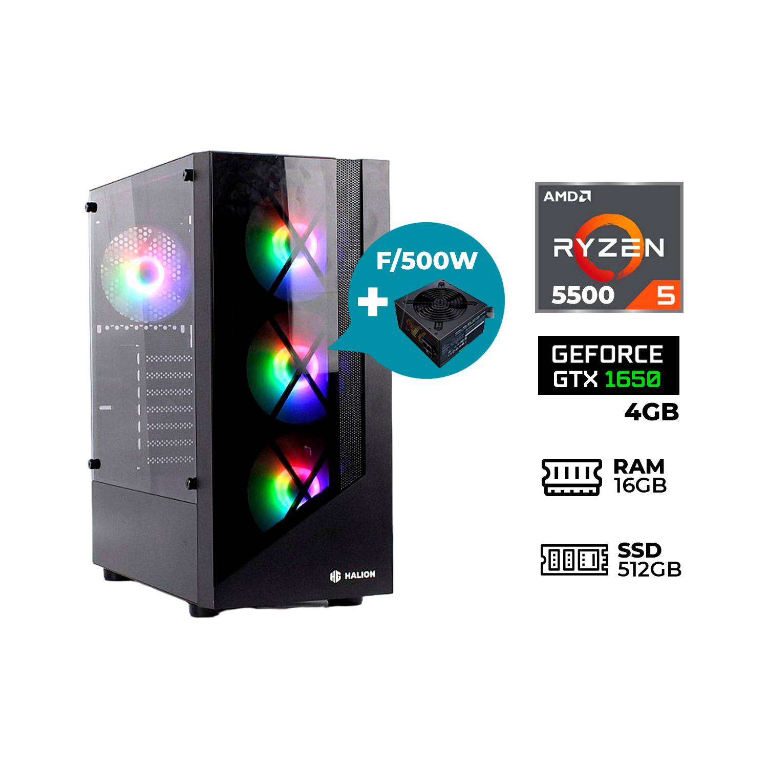 Memory PC AMD Ryzen 5 5500 6X 3,6 GHz, NVIDIA GTX 1650 4 Go, 16 Go DDR4,  240 Go SSD, Windows 10 Pro : : Informatique